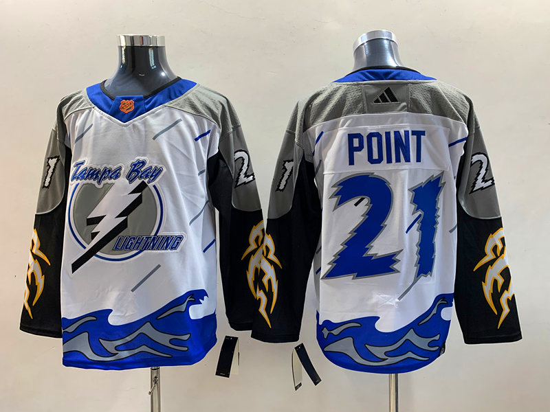 Men's Tampa Bay Lightning Brayden Point #21 White Jersey